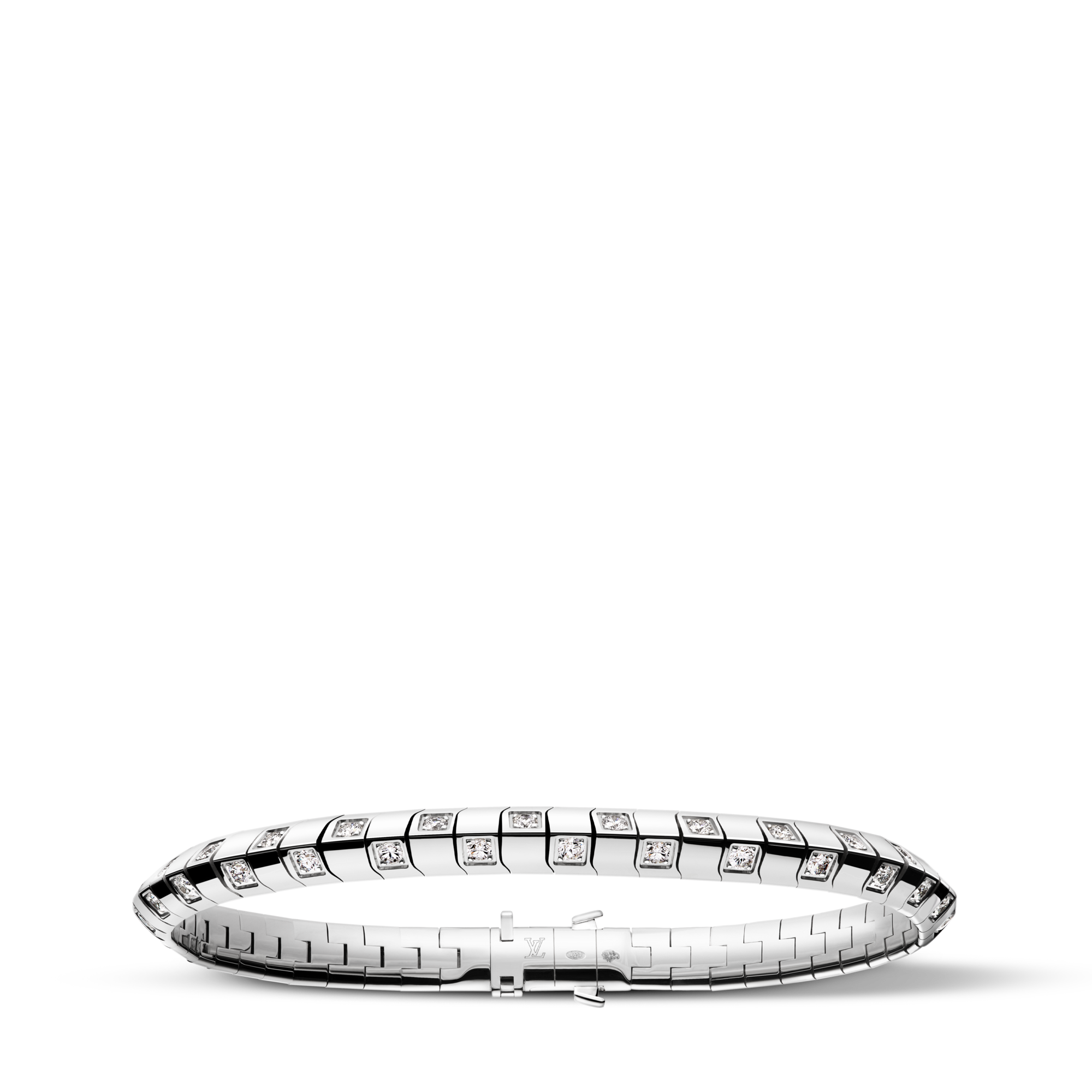 Le Damier de Louis Vuitton Medium Bracelet, White Gold and